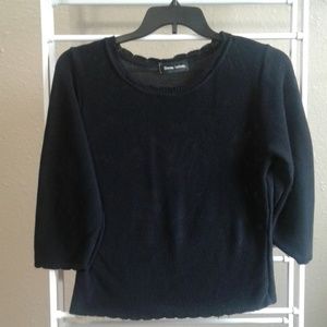 Sharon Anthony Black Knit Scalloped Top Size L